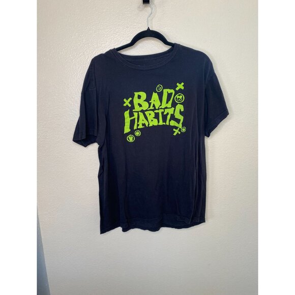 Bad Habits Tour Black T-shirt short sleeve graphic print round neck cotton - Picture 1 of 5